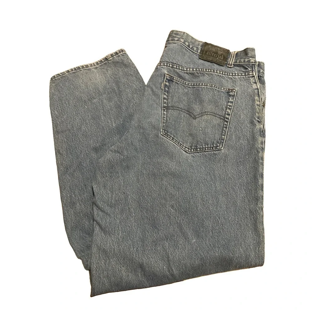 VTG 90s Levi's SilverTab Baggy Jeans  Men's 42x32 Medium Wash Skater Y2K Denim